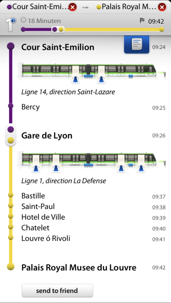 Liste der zu fahrenden Linien